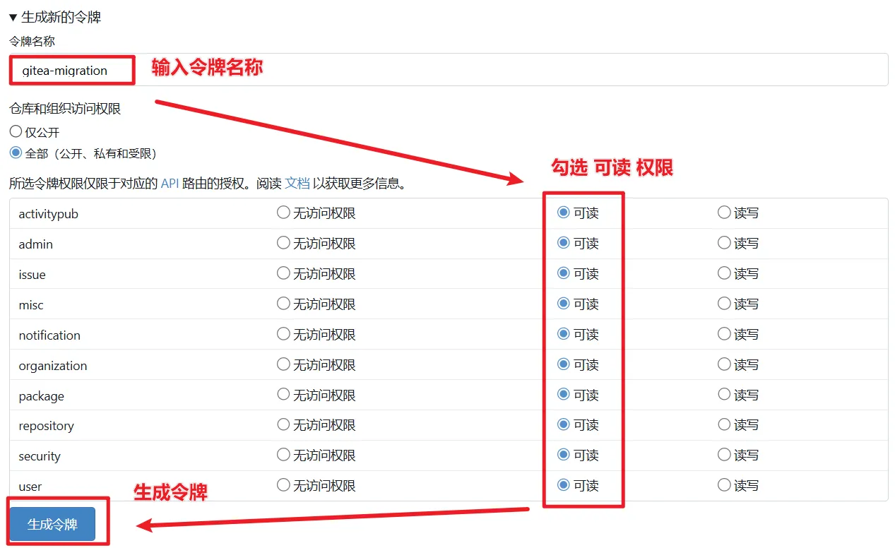 云端Gitea 创建外部访问令牌