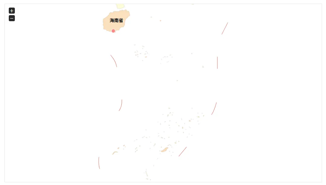 放大地图并拖拽到底下，可以看到完整岛屿和南海十段线