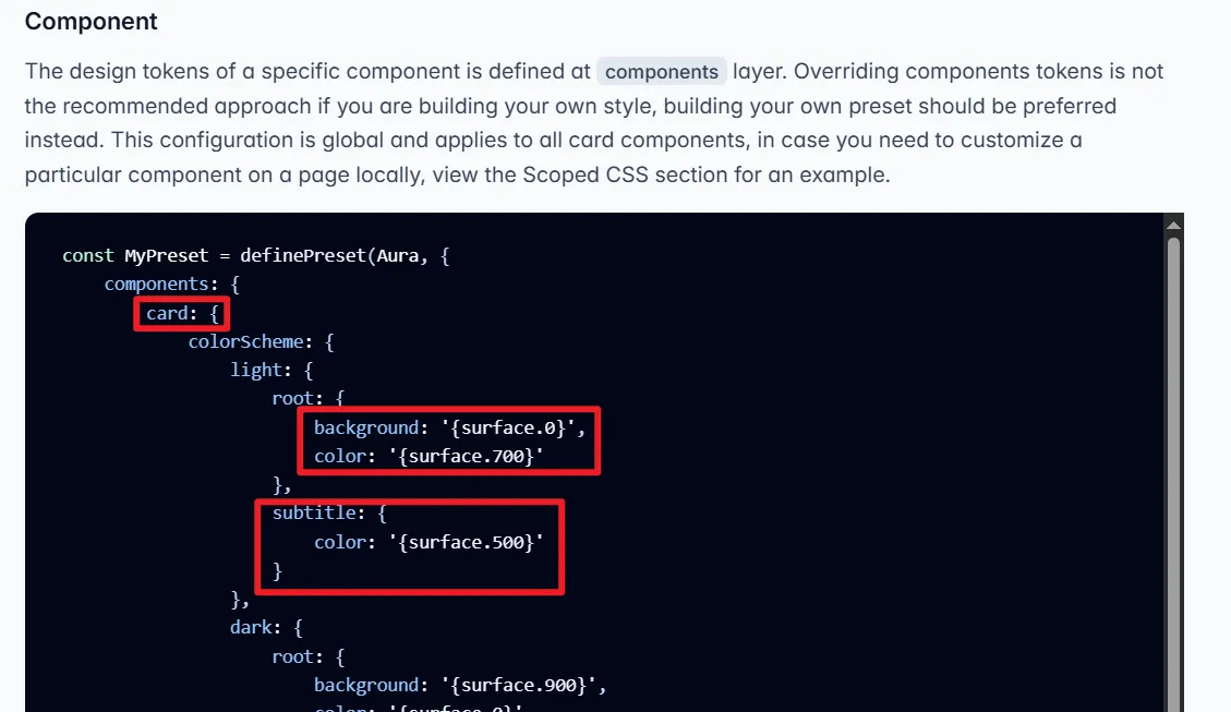 自定义card组件样式