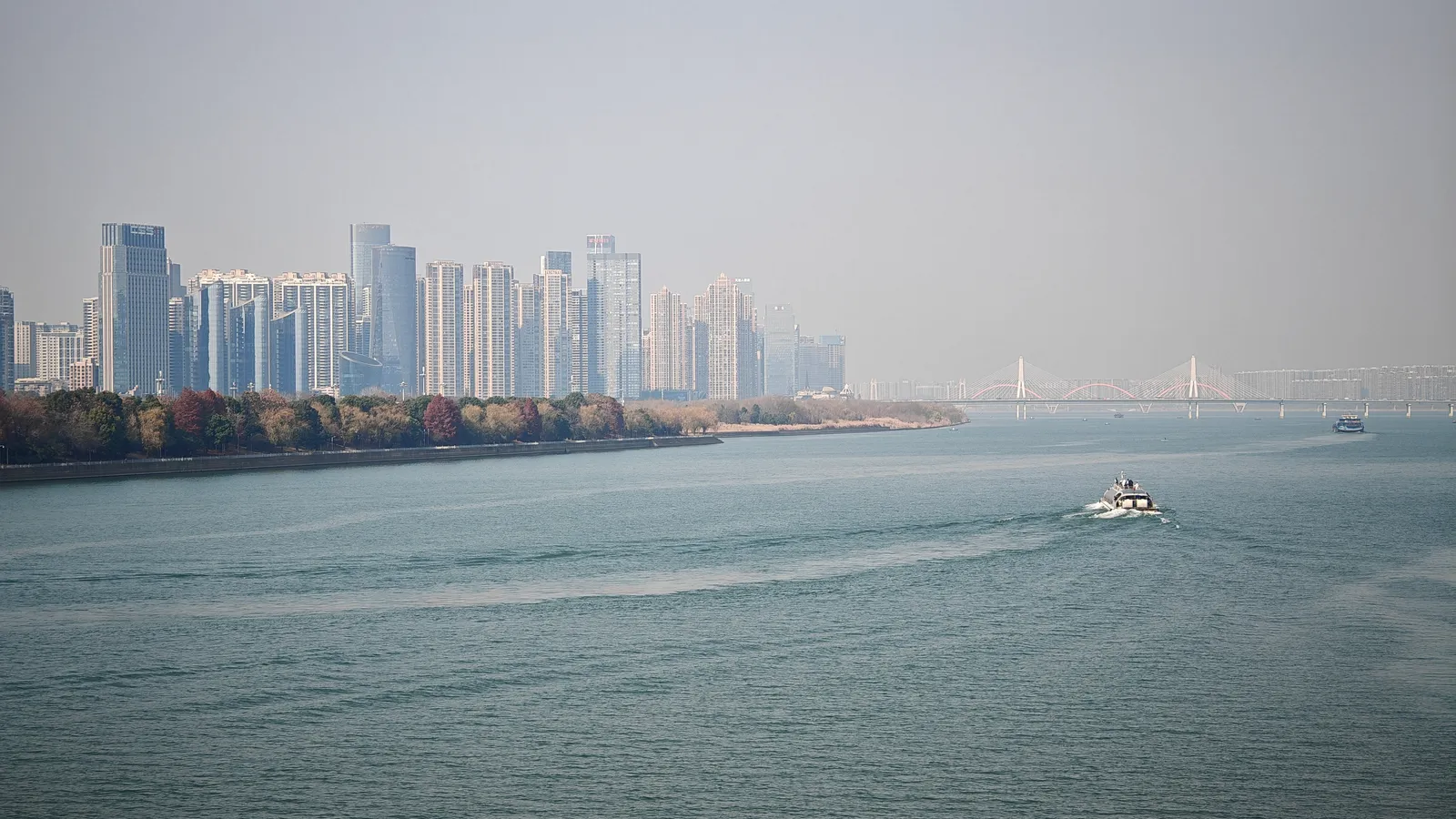 在岛上可以看到两岸的江景